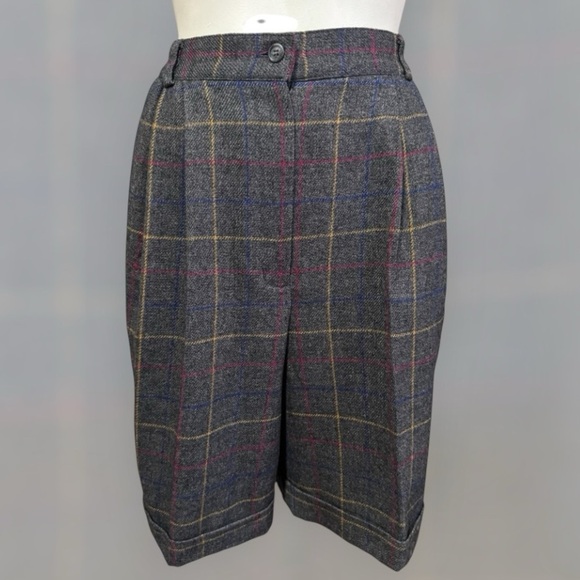 Vintage Talbots super high waist wool blend plaid cuffed mom shorts women’s 12 - Picture 7 of 10